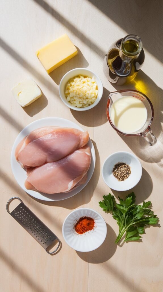 Creamy garlic butter chicken breast in a pan ready to serve